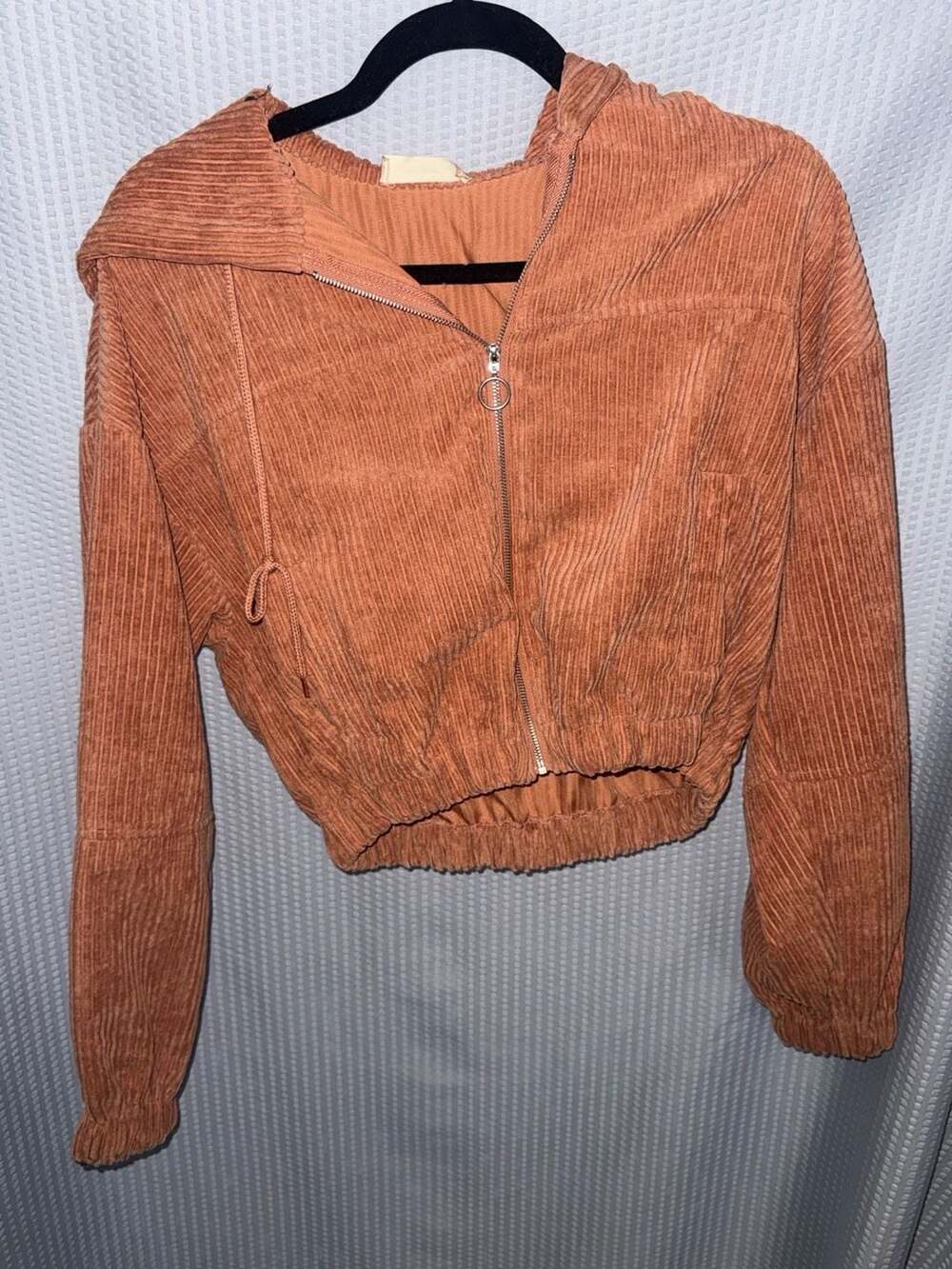 Altar'd State Women's Cropped Corduroy Zip-Up Hoodie
